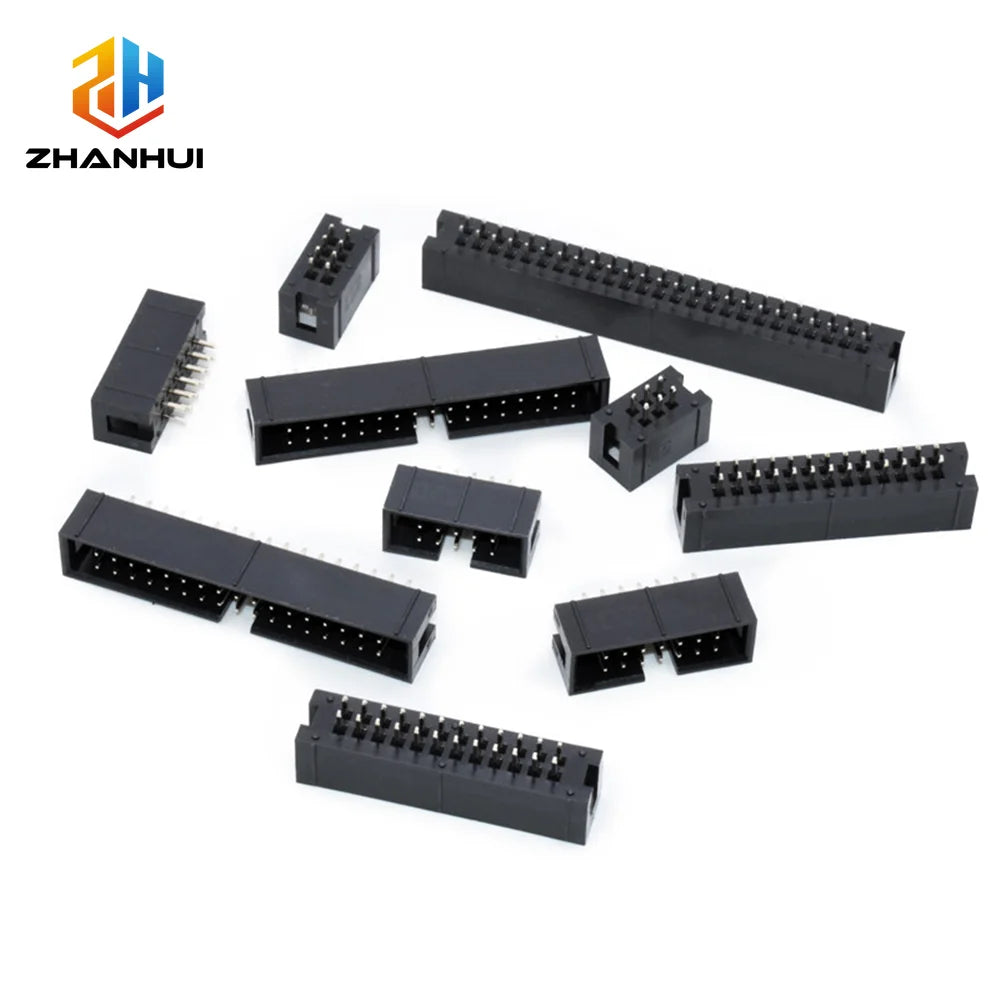 10PCS DC3 2.54mm Pitch Dual Row PCB Header - Male Straight/Right Angle Pin Socket (6P/8P/10P/14P/16P/20P/30P/34P/40P)
