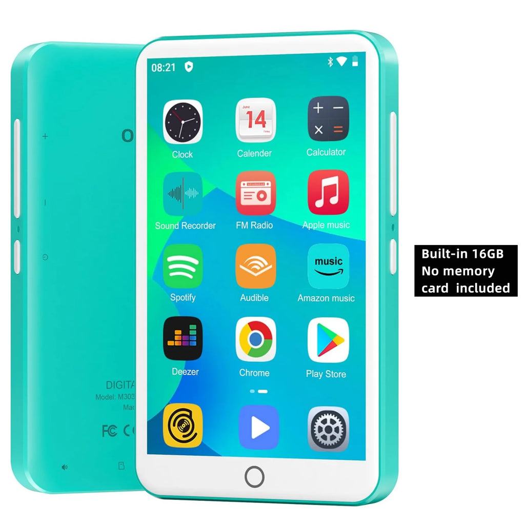 16GB/80GB  MP3 Player Android 9.0 with Bluetooth and WiFi, 4.0-inch with speakers, FM radio, eBooks, capacity up to 512GB