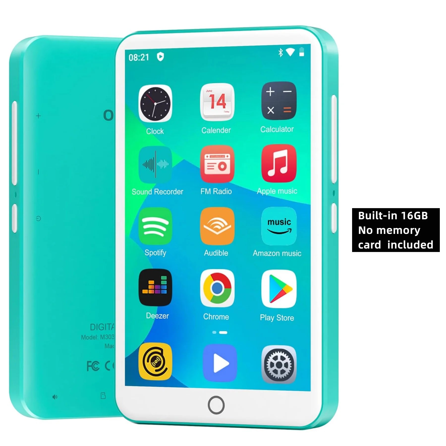 16GB/80GB  MP3 Player Android 9.0 with Bluetooth and WiFi, 4.0-inch with speakers, FM radio, eBooks, capacity up to 512GB