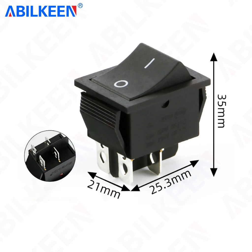 50PCS/Lot ABILKEEN KCD2-201N Rocker Toggle Switch 30A/15A 250VAC ON-OFF Mini Toggle Switch with LED Light 4Pin Terminal