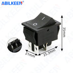 50PCS/Lot ABILKEEN KCD2-201N Rocker Toggle Switch 30A/15A 250VAC ON-OFF Mini Toggle Switch with LED Light 4Pin Terminal