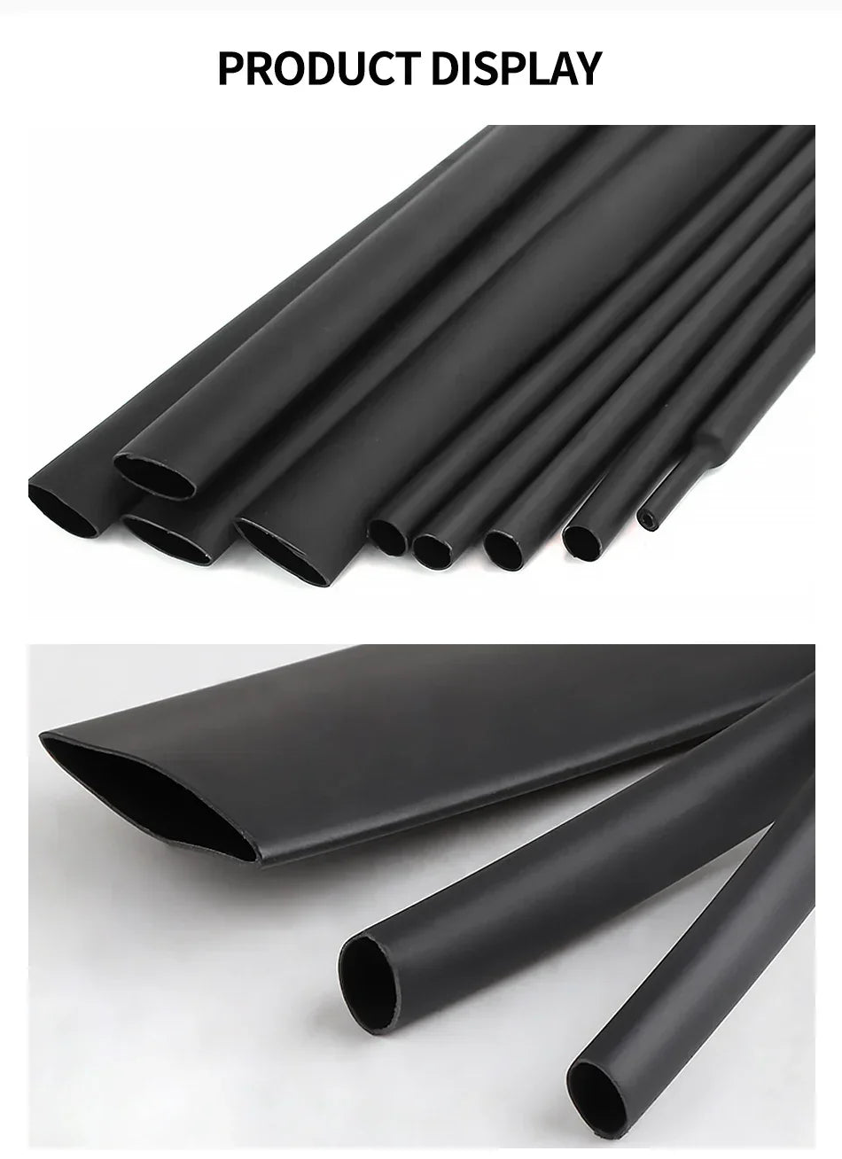4:1 Ratio Heat Shrink Tube with Glue Waterproof Dual Wall Tubing 4mm to 32mm Black Insulated Cable Sleeve 5/10/25/50/100M