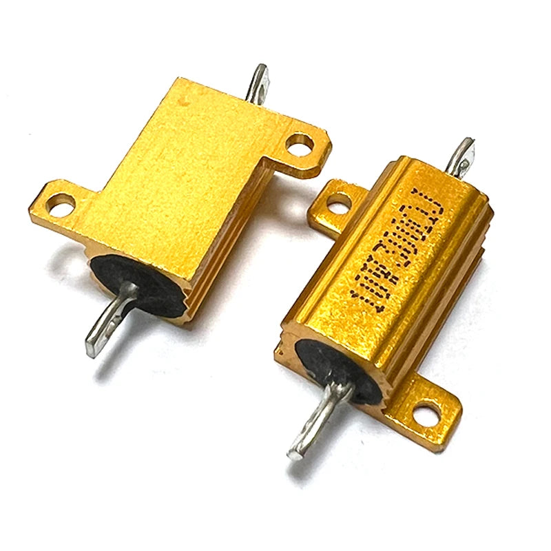 1PCS RX24 10W Aluminum Power Metal Shell Case Wirewound Resistor 0R1 0R15 0R22 0R25 0R3 0R33 0R5 0R6 0R8 1 R Ohm 0.1R-300K
