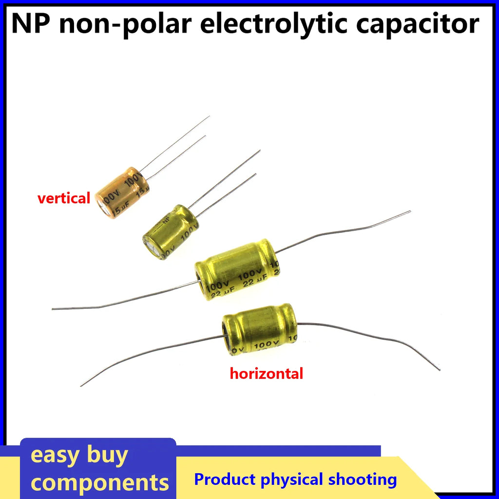 10/50PCS electrodeless electrolytic capacitor 100V 1UF 2UF 3.3UF 4.7UF 10UF 22UF 33UF 47UF 100UF  NP vertical horizontal