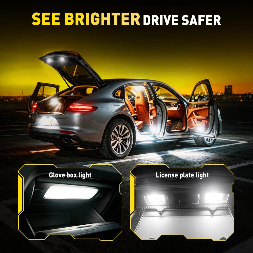AUXITO 2Pcs T10 W5W LED Bulbs Canbus 6500K White Red Yellow 194 168 2825 Interior Light Reading Trunk Dome Map Lamp Super Bright