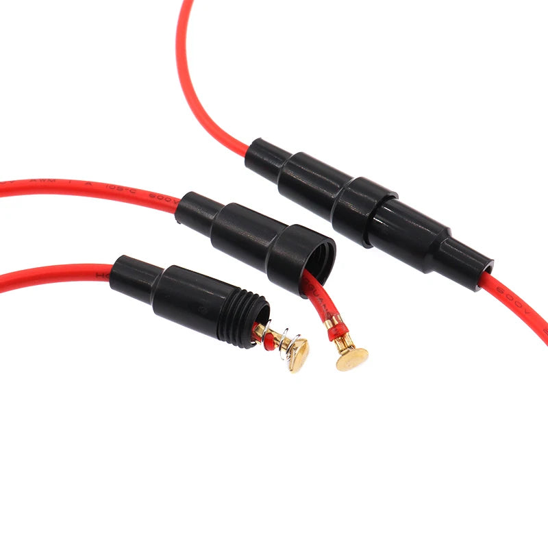 【5PCS】5*20mm 6*30mm Glass Fuse Holder Screw Type 5X20mm with 22 20 18 16AWG Wire Cable 250V 5X20MM Glass Fuse Tube Fuse Casing