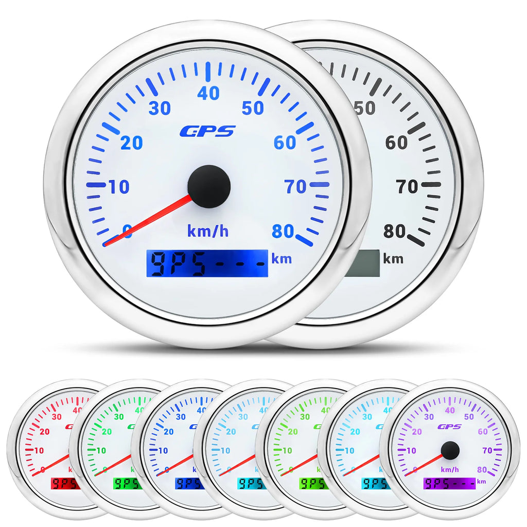 60/120/200KMH 85MM GPS Speedometer Gauge 7 Color Light with GPS Antenna Waterproof Motorcycle Boat Car Truck Speed Gauge Meter