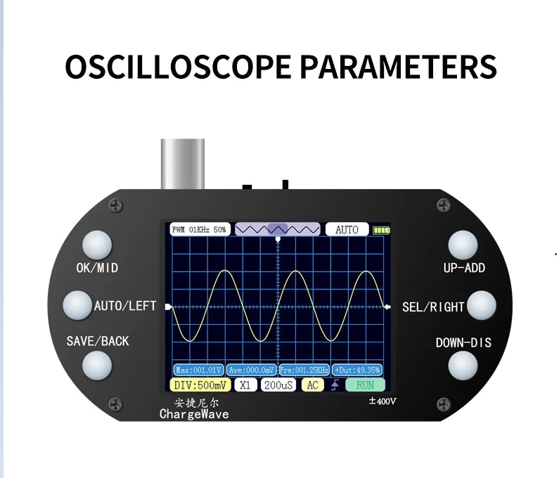 High Performance Handheld Oscilloscope for Charging, Portable Digital Maintenance, Entry-Level Teaching and Maintenance