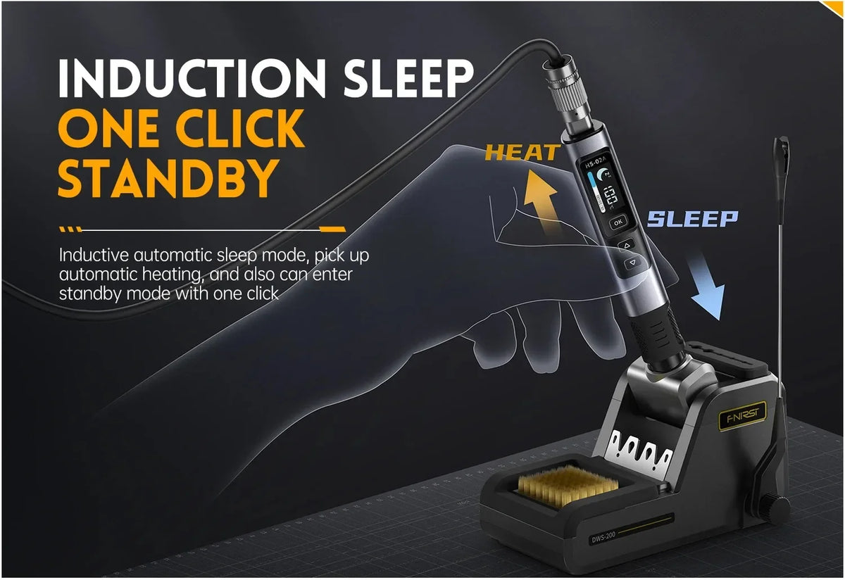 FNIRSI HS-02 Portable Intelligent Soldering Iron 100-450℃ Fast Heat Up 100W Type-C PD Fast Charging for Welding Repair Tools