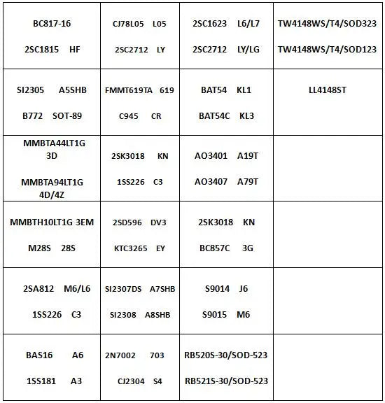 24/36/57/75 Values SOT-23/ SOT-89/SOD-523/SOD123 SMD SMT NPN PNP SOD 4148 5551 2222 TL431 BC807 B772 Transistor Diode Kit BOOK