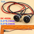 2-20pcs 5.5 X 2.1mm 5.5*2.5mm DC Power Jack Socket Female Panel Mount Connector Port With Cable Cord