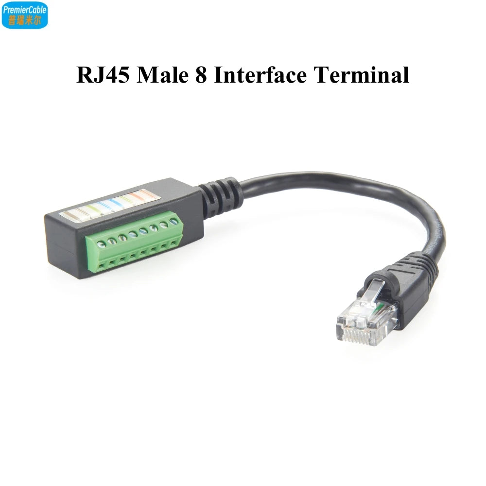 RJ45 8P8C Male to 8Pin Solderless Terminal Block Cable RJ45 to Screw Terminal Block Adapter RJ45 Screw Terminal Breakout Board