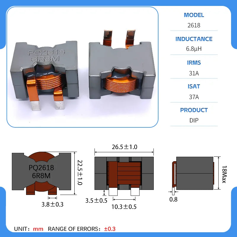 Flat Copper Wire PQ2615 PQ2616 PQ2617 PQ2618 PQ2620 Ferrite DC Filtering