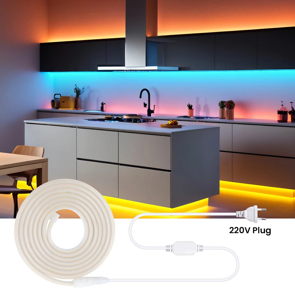 220V Led COB Neon Strip Light Dimmer Switch Power Plug Kit White Blue Pink Red Purple Yellow 5m 20m 30m 0.5m 288LED/m Flex Decor