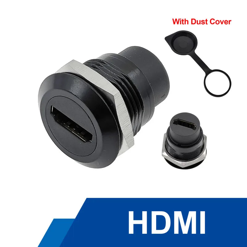 1Pcs Metal Round Socket Module D Type RJ45 Straight Through Network USB2.0 USB3.0 Connector Panel Mounting HDMI CAT6