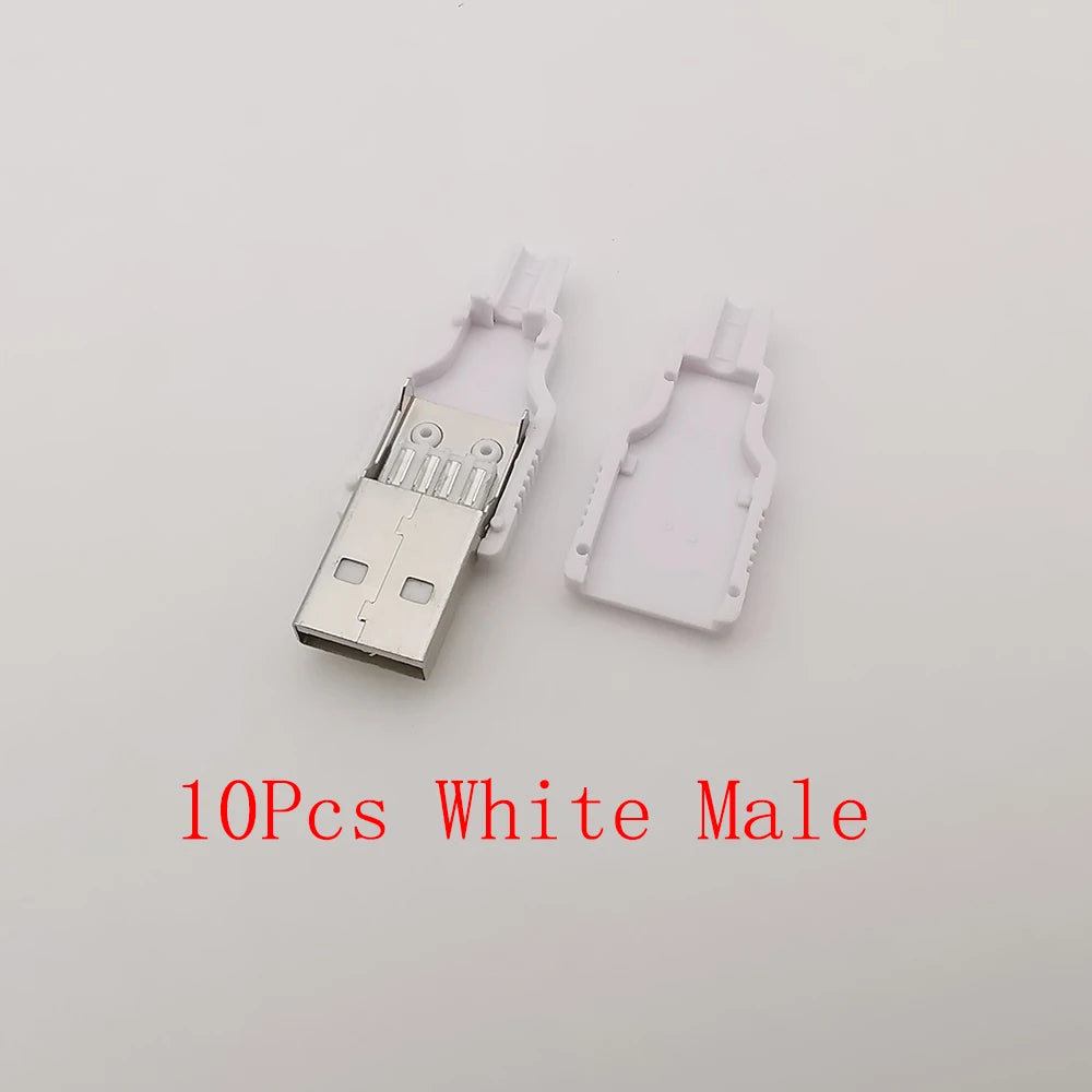 10Pcs USB 2.0 Type A 4 Pin Male Female Assembly Adapter Connector Soldering Type 5V USB-A Plug Socket Charging Data DIY Repair
