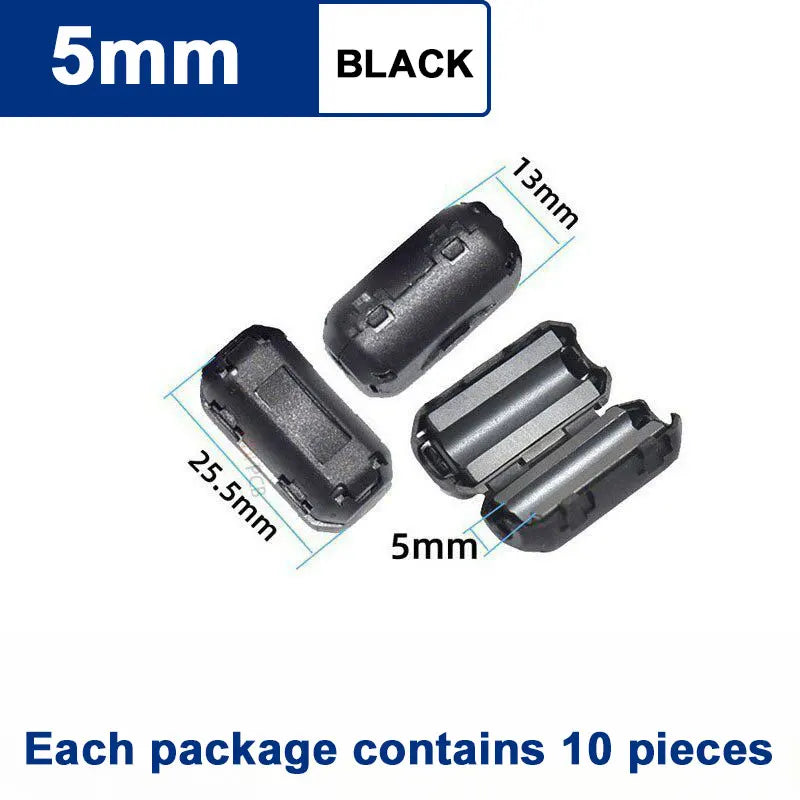 Snap-On EMI Filter Ferrite Bead Clamp-On Nickel-Zinc Ferrite Core for HDMI USB AV Cables, Inner Diameter 5-13mm Black Gray