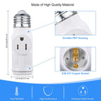 E26 E27 LED Bulb Base to US 2/3Prong Splitter Convert Polary Light Socket Switch AC Plug Garage Porch CCTV Camera Outlet Adapter