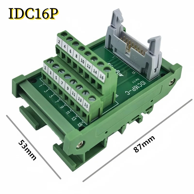 IDC10P/14P/16P/20P/26P/30P/40P/50P/60P/64Pin DC-2 To Terminal Block Breakout Board Adapter PLC Relay Terminals DIN Rail Mounting