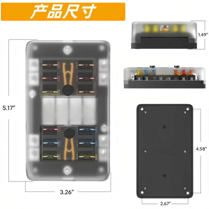 8 Way 12 Way 16 Way Blade Fuse Box 12V/24V Automotive Fuse Holder for Car Truck Boat