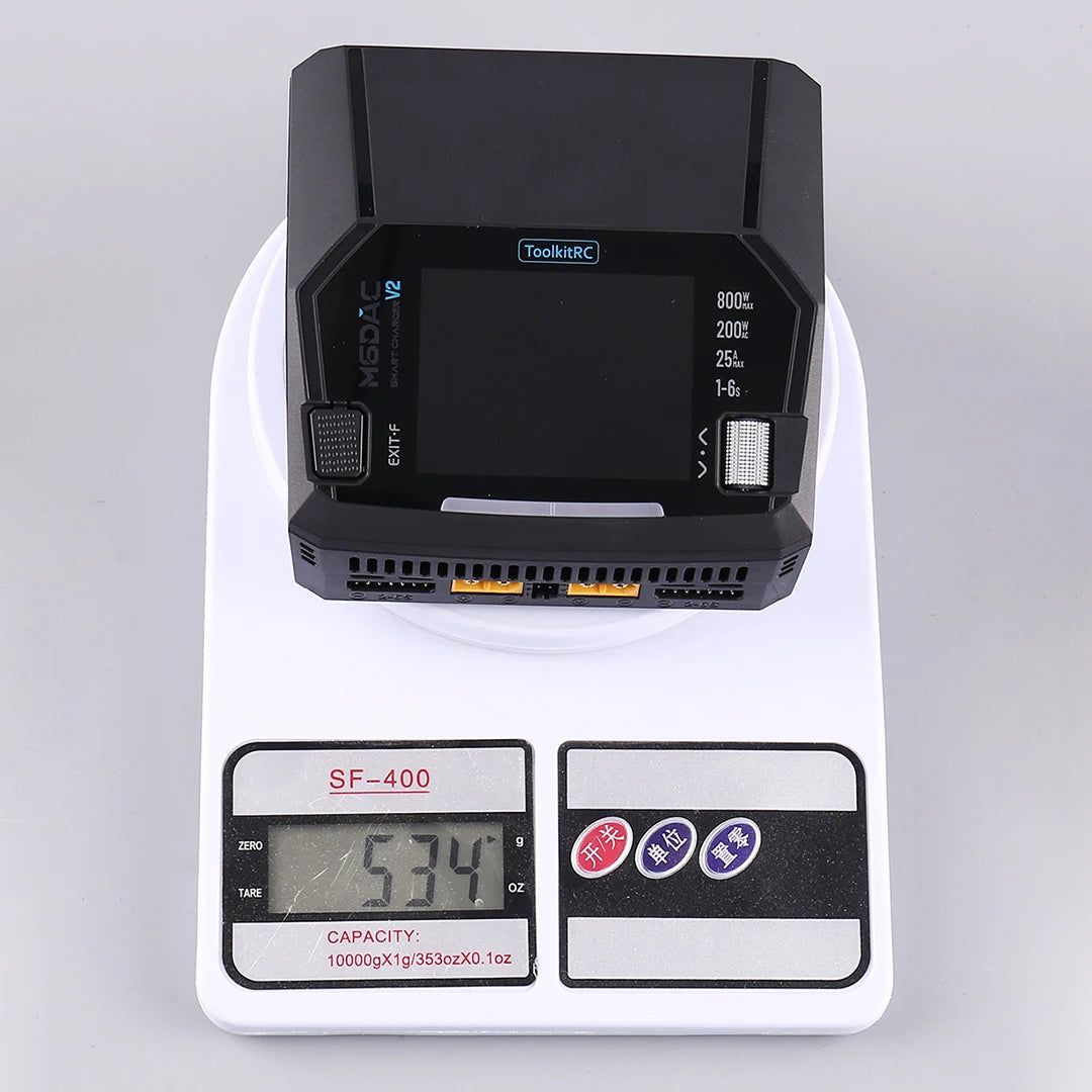 ToolkitRC M6DAC PRO V2 Dual Channel Smart Lipo Battery Charger Discharger AC 200W DC 800W 16A for 1-6S LiHV LiPo PD65W FPV Drone