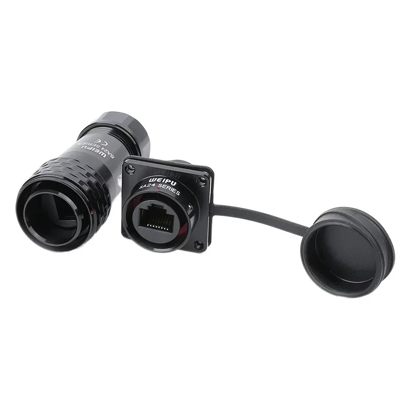 WEIPU SA24 RJ45 8P8C Metal Shell Waterproof Industrial M24 Ethernet Cable Ethernet Network Connector Signal Panel Mount Charge