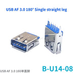 5PCS  USB Connector 3.0 A-type Female Socket AF Type 90 Degree Side Plug 180 Degree USB 3.0 B-port Printer Data