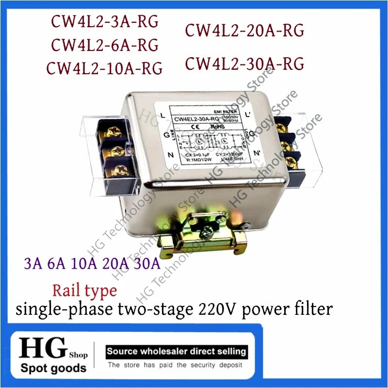 SignkoRay EMI Power Filter CW4L2-3A/6A/10/20/30A-RG AC 220V Single Phase Interference Purification CW4L2-10A-RG  CW4L2-30A-RG