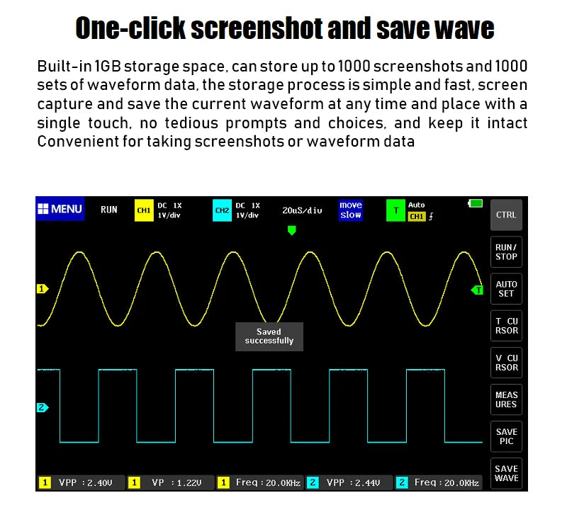 FNIRSI-1014D 1013D TC3 Oscilloscope 3-in-1 Dual Channel Input Signal Generator 100MHz * 2 Analog Bandwidth 1GSA/s Sampling Rate