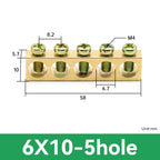 1 PCS Multi Specification Brass Ground Strip 5/6/7/8/9/10/12/15/20 Hole Brass Rod Grounding Terminal Ground Bar Terminal Strip