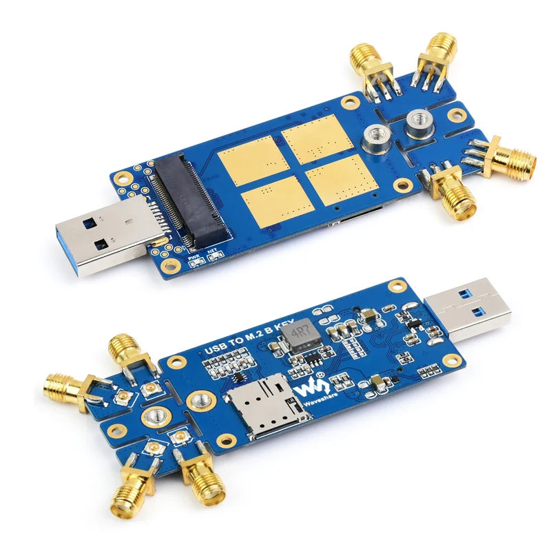 Raspberry Pi USB3.1 to M.2 Key B Port 5G DONGLE Expansion Board Four Antennas Aluminum Alloy Case