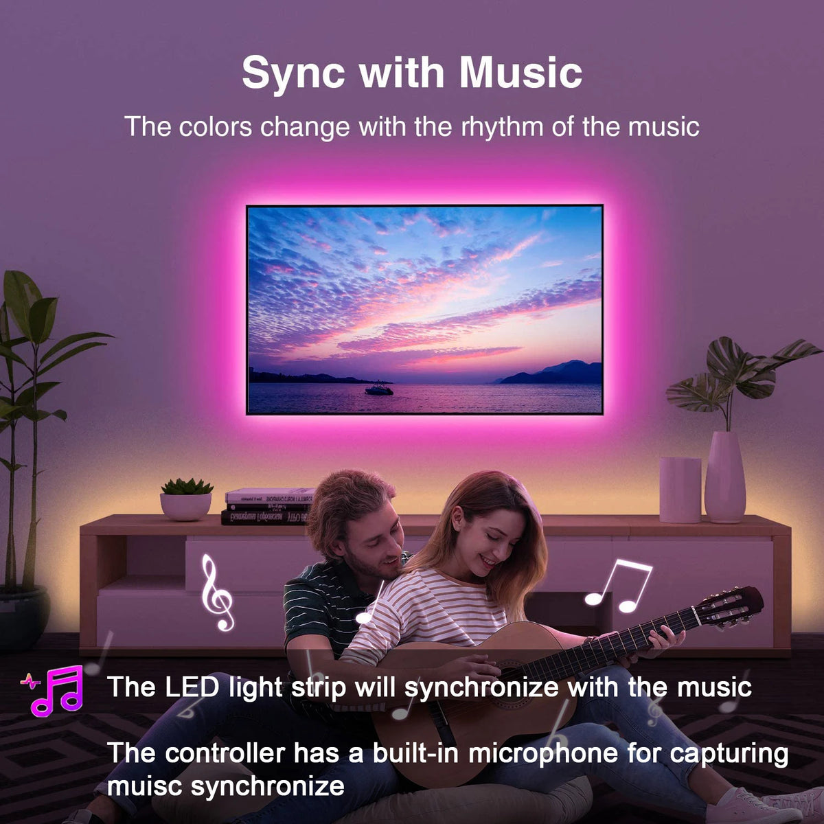 RGB Led Strip Lights for Room 5m 10m 20m 30m Music Sync Led Lights with Remote and APP Control for Room Bedroom Party Docor TV Backlight