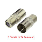 F Type to TV IEC 90 Degree Male Plug Female Jack RF Coaxial Adapter Splitter Gold Plated Connector for Cable TV Satellite TV DVR