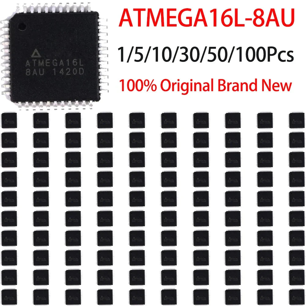 1/5/10/30/50/100Pcs SMD ATMEGA16L-8AU 8 Bit AVR Low Power Microcontroller TQFP 44 Package Surface Mount Integrated Circuit Chip