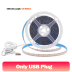 5V LED Strip Light USB Dimmer/Switch White Warm Blue Waterproof Adhesive Tape 2835 60LEDs Cabinet Room Night Lighting 1M 3M 5M