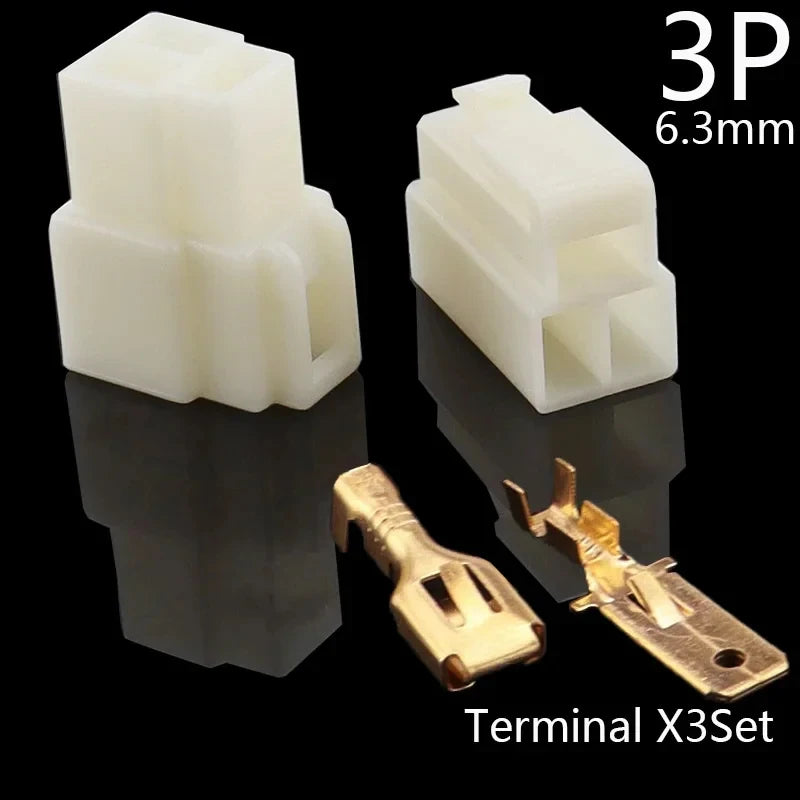 1Set 6.3mm 1/2/3/4/6/8P Automotive Male Female Electrical Connector Cable Terminal Plug Kit for Motorcycle Ebike Car Wiring