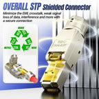 AMPCOM Tool-less RJ45 Connector, CAT8/7A/7/6A/6 Tool Free Reusable Termination Plugs Shielded Ethernet Field Modular PLug