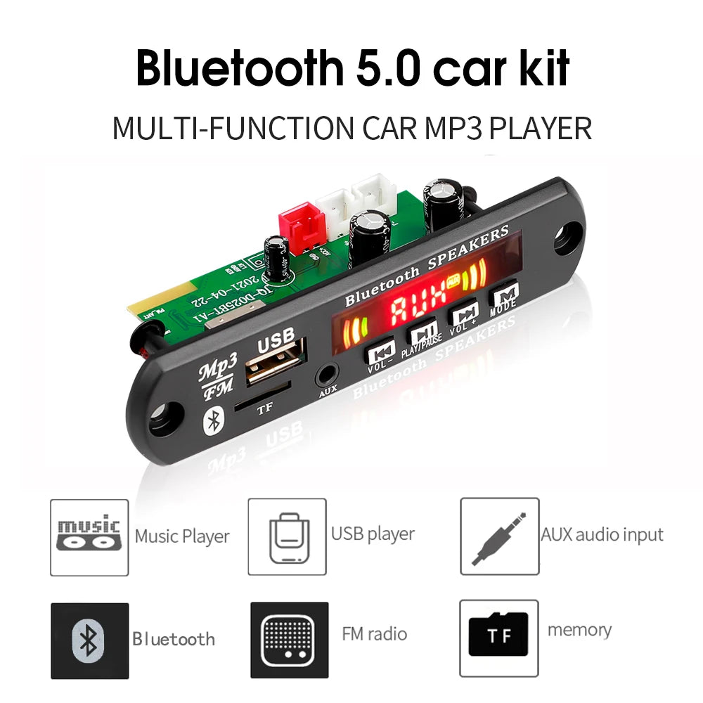 2*40W 80W Amplifier Bluetooth MP3 Decoder Board Handsfree mp3 Player 5V-26V 12V Car FM Radio Module AUX TF/U-Disk For Speaker