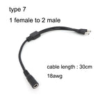 2 Way DC Power Adapter Cable 5.5mm X 2.1mm 1 Male to 2 Female 2 Male Splitter Connector Plug Extension for CCTV LED Strip Light