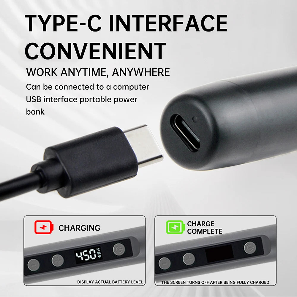 Portable Cordless Soldering Iron Kit with Adjustable Temperature 200-450℃ Type-C USB Charging for Electronics Repair