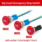 Metal Emergency Stop Button Switch 16/19/22mm Mushroom head Waterproof Stainless steel  Press Rotary Power off STOP 1NO1NC2NO2NC