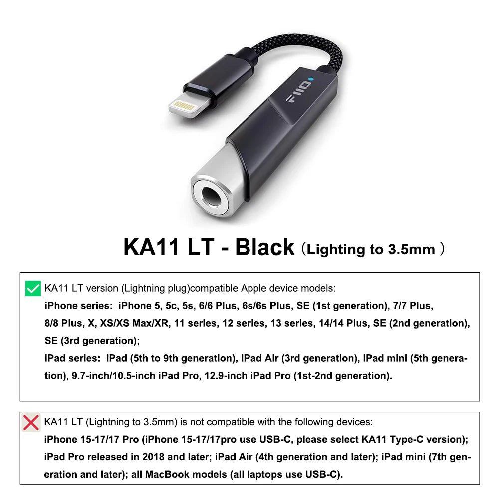 FiiO JadeAudio KA11 USB DAC AMP Hi-Res Audio Type-C to 3.5mm Adapter USB Dongle DAD256