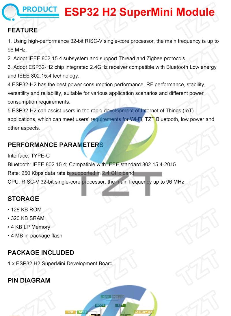 SuperMini ESP32-H2 Development Board Microcontroller Programming Learning Controller Core Board