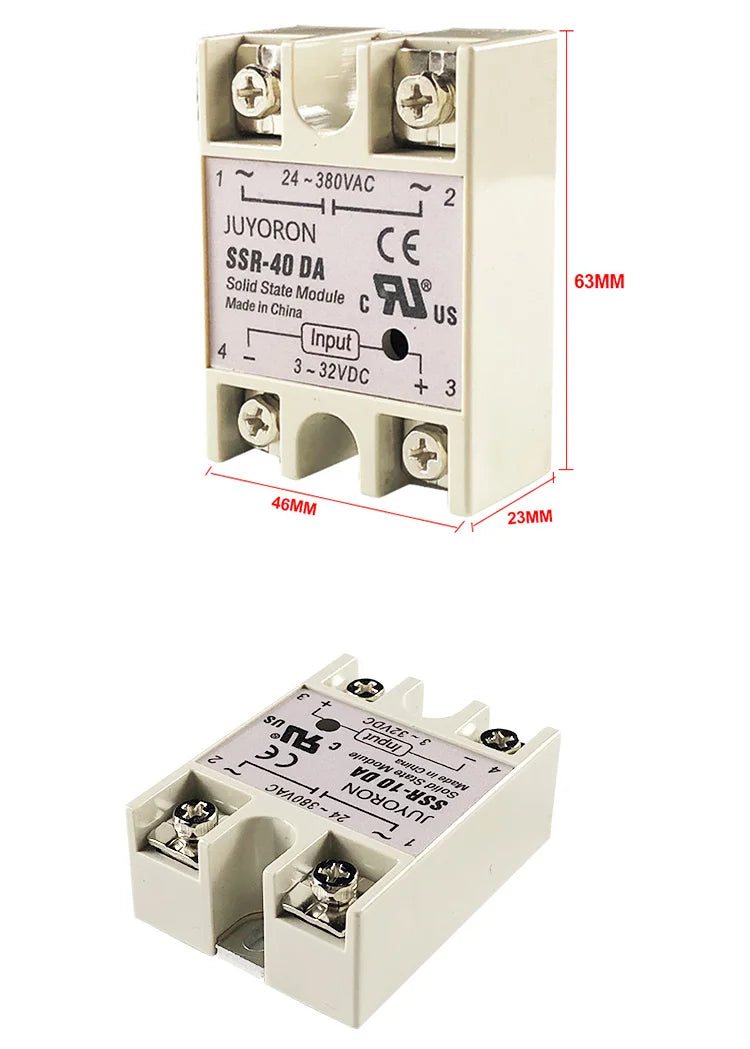 SSR-25DA SSR-40DA SSR-60DA SSR-25AA 40AA 40DD Solid State Relay SSR 10A 25A 40A 60A Module Relay for PID Temperature Control