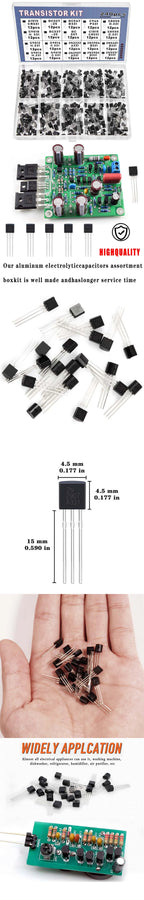 240pcs 24 Values BJT Transistor Kit Pnp Npn 20 Values a1015 2n2222 Bc327 Bc337 c1815 s8050 s8850 c945s9014 s9015 s9018 2n5551