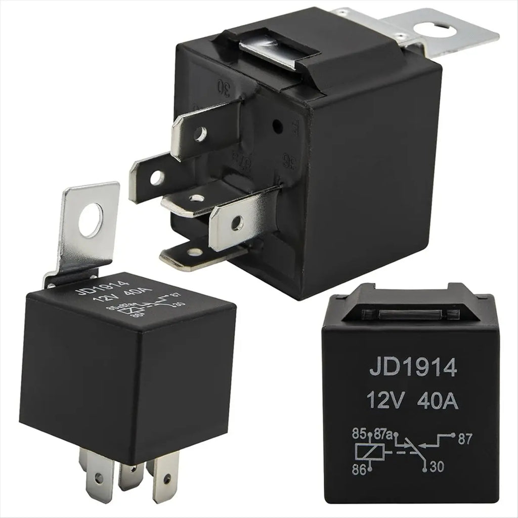 #47Q Relay ,10 Pack 30/40 AMP Waterproof 5-Pin 12V Relay Switch (Black)