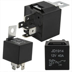 #47Q Relay ,10 Pack 30/40 AMP Waterproof 5-Pin 12V Relay Switch (Black)