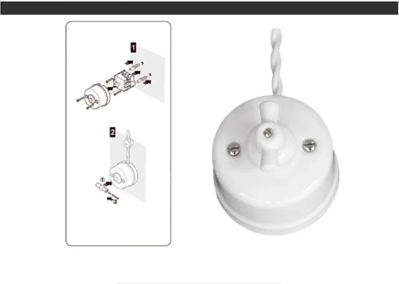 High Quality Wall Light Retro Ceramic Knob Rotary Switch EU Socket White