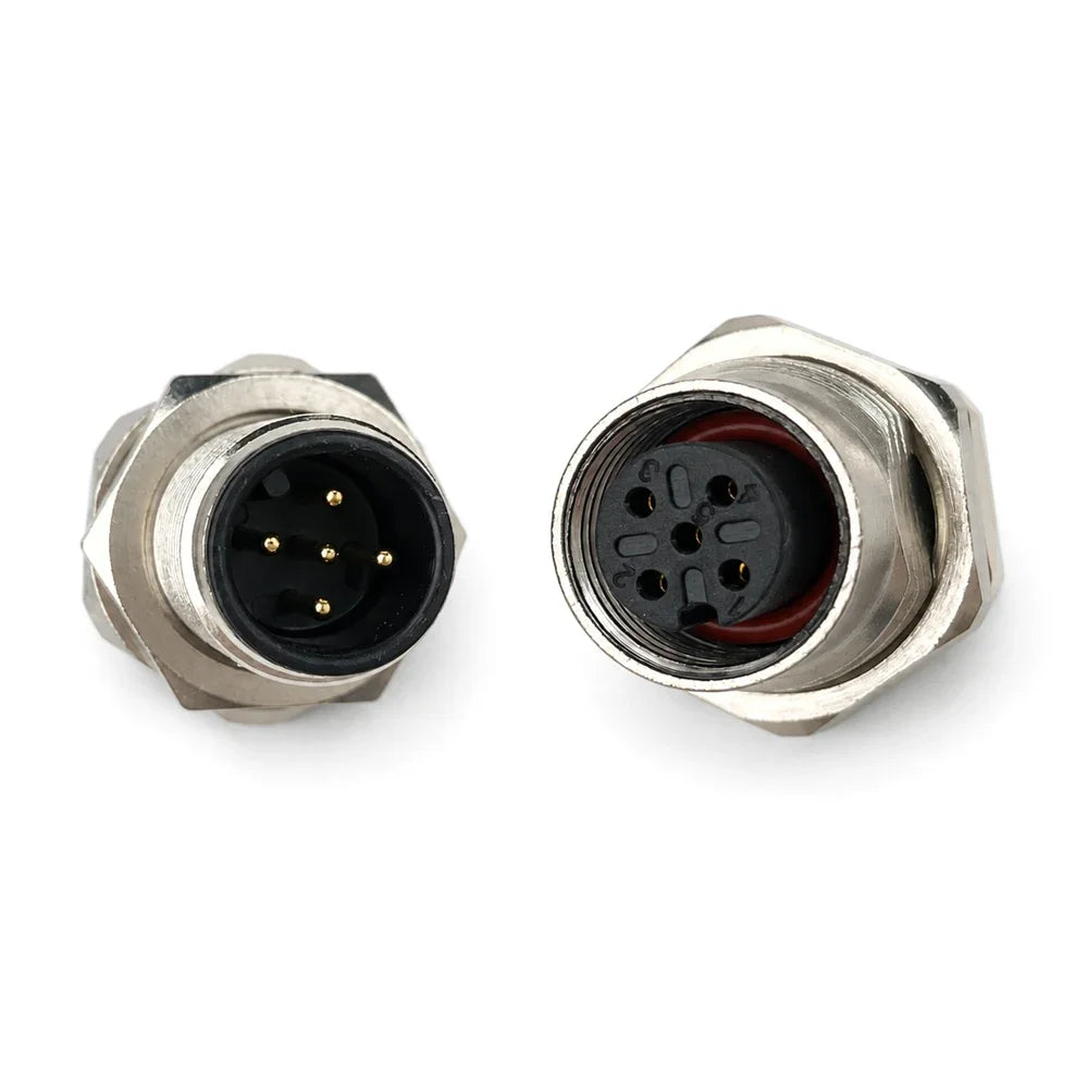 M12 PCB Sensor Connector 4/5/8/12 Pin Male Female Waterproof Circular Socket Front Mount Threaded Nut Flange for Electronics
