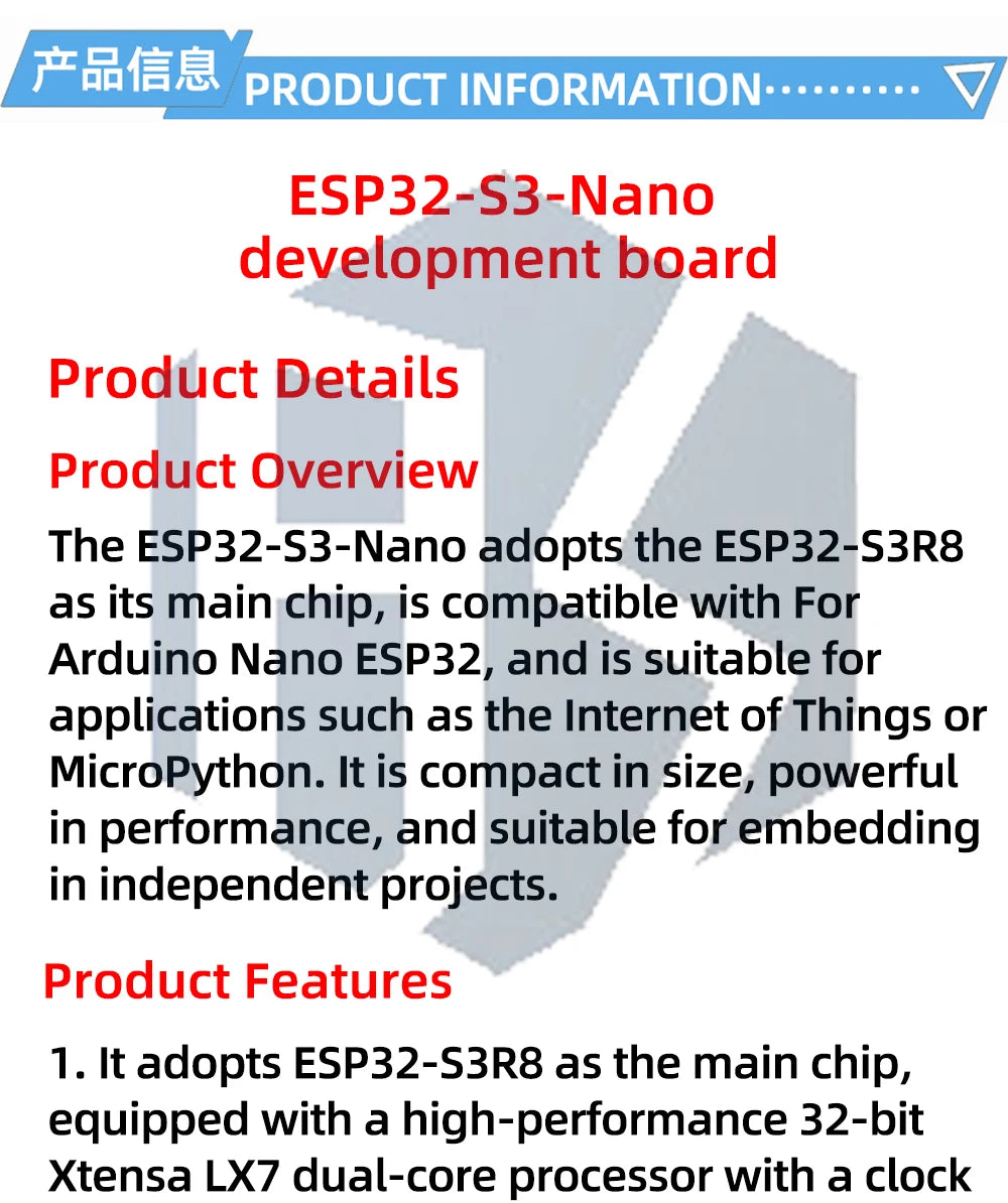 ESP32-S3 NANO WIFI Bluetooth Development Board Type C ESP32-S3-N16R8  N8 Module On-Board Antenna External 16M SPI FLASH 8M PSRAM